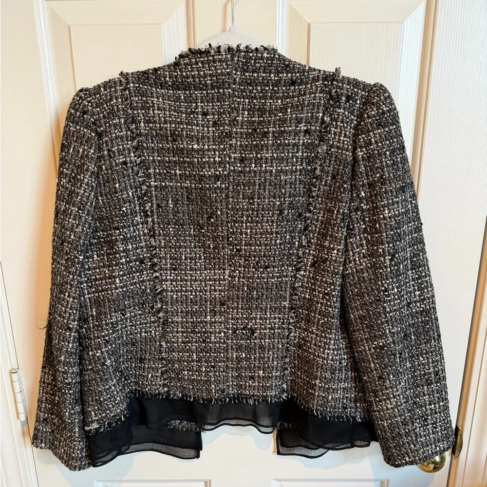 Nordstrom brand tweed jacket. Black/gray blend. Size Large. EUC - Picture 2 of 4